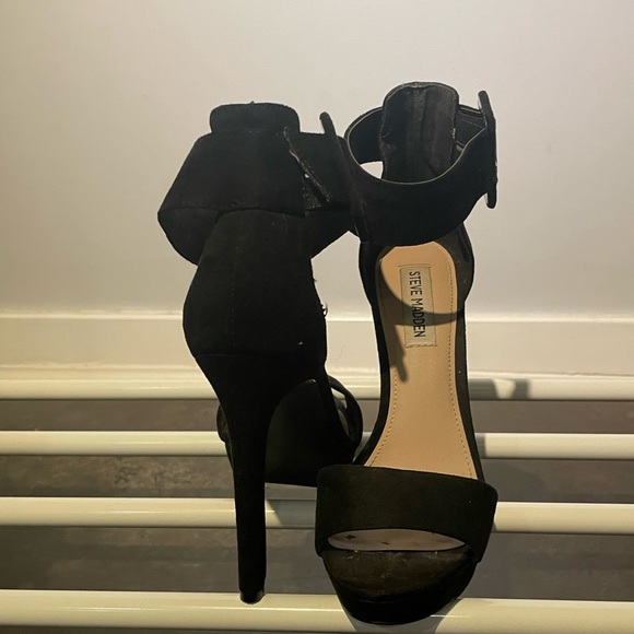 STEVE MADDEN Circuit Black Suede Leather Ankle Strap Heels - Picture 8 of 8